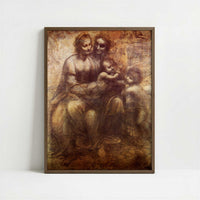 The Virgin & Child with St Anne & John the Baptist (c.1507) by Leonardo da Vinci – Art Print - Art print in dark wood frame