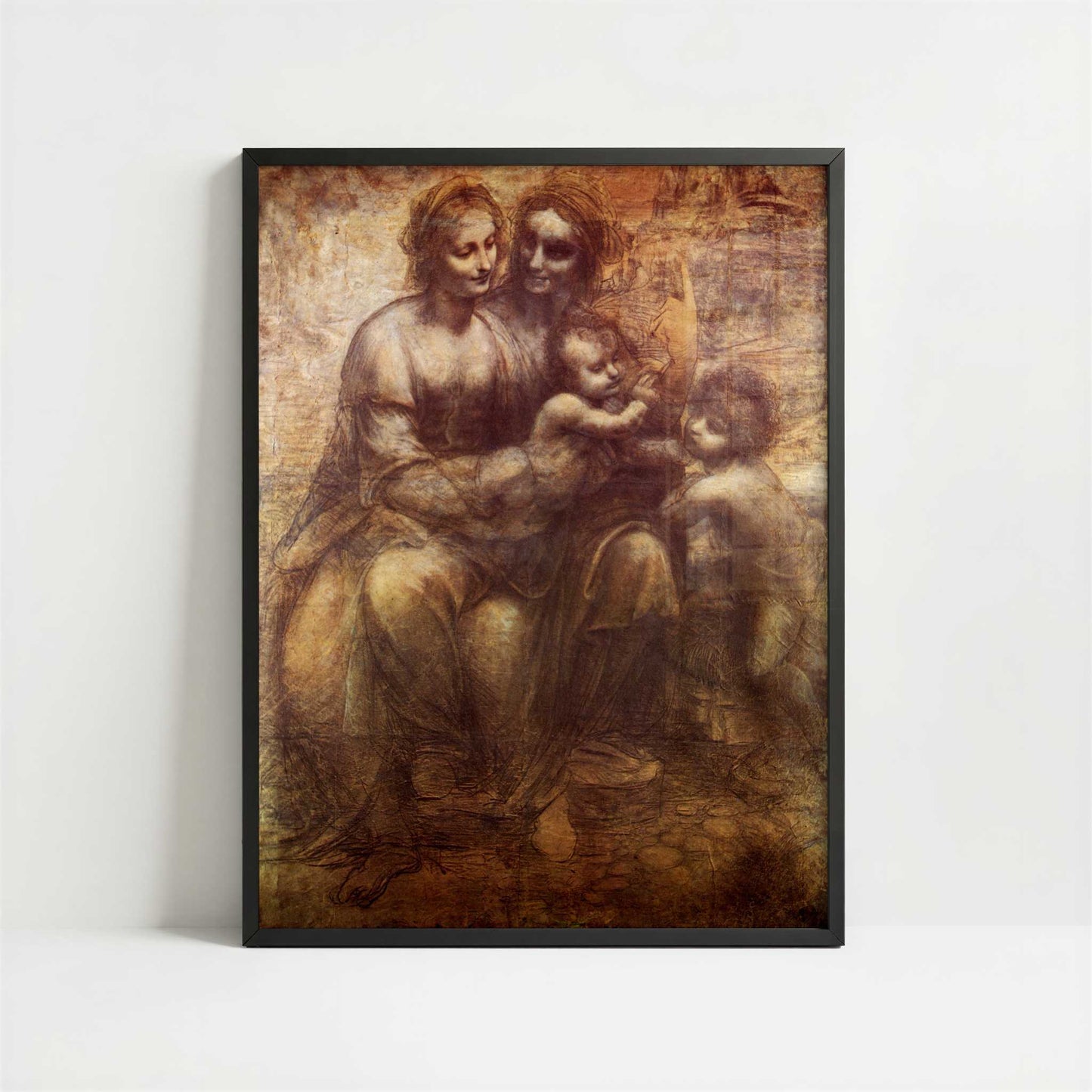 The Virgin & Child with St Anne & John the Baptist (c.1507) by Leonardo da Vinci – Art Print - Art print in black frame