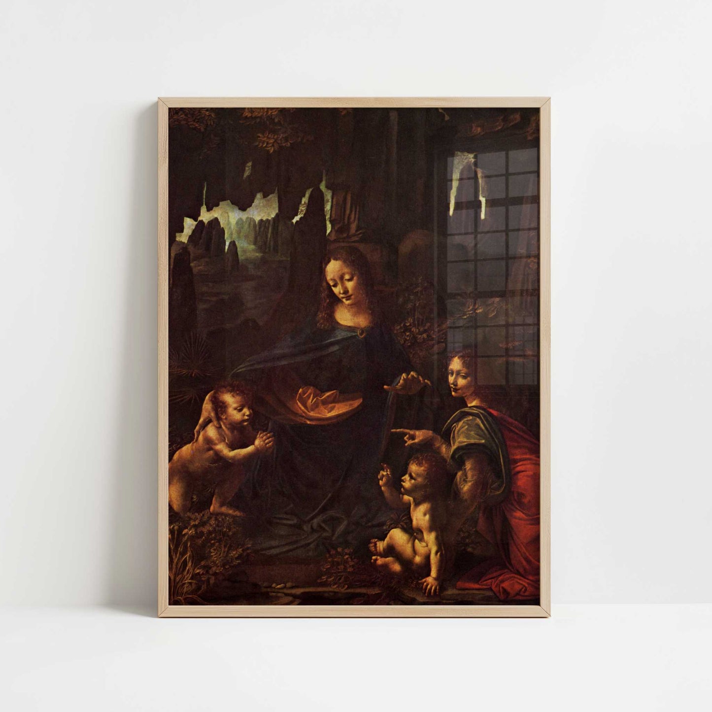 The Virgin of the Rocks (c.1483) by Leonardo da Vinci – Art Print - Art print in oak frame