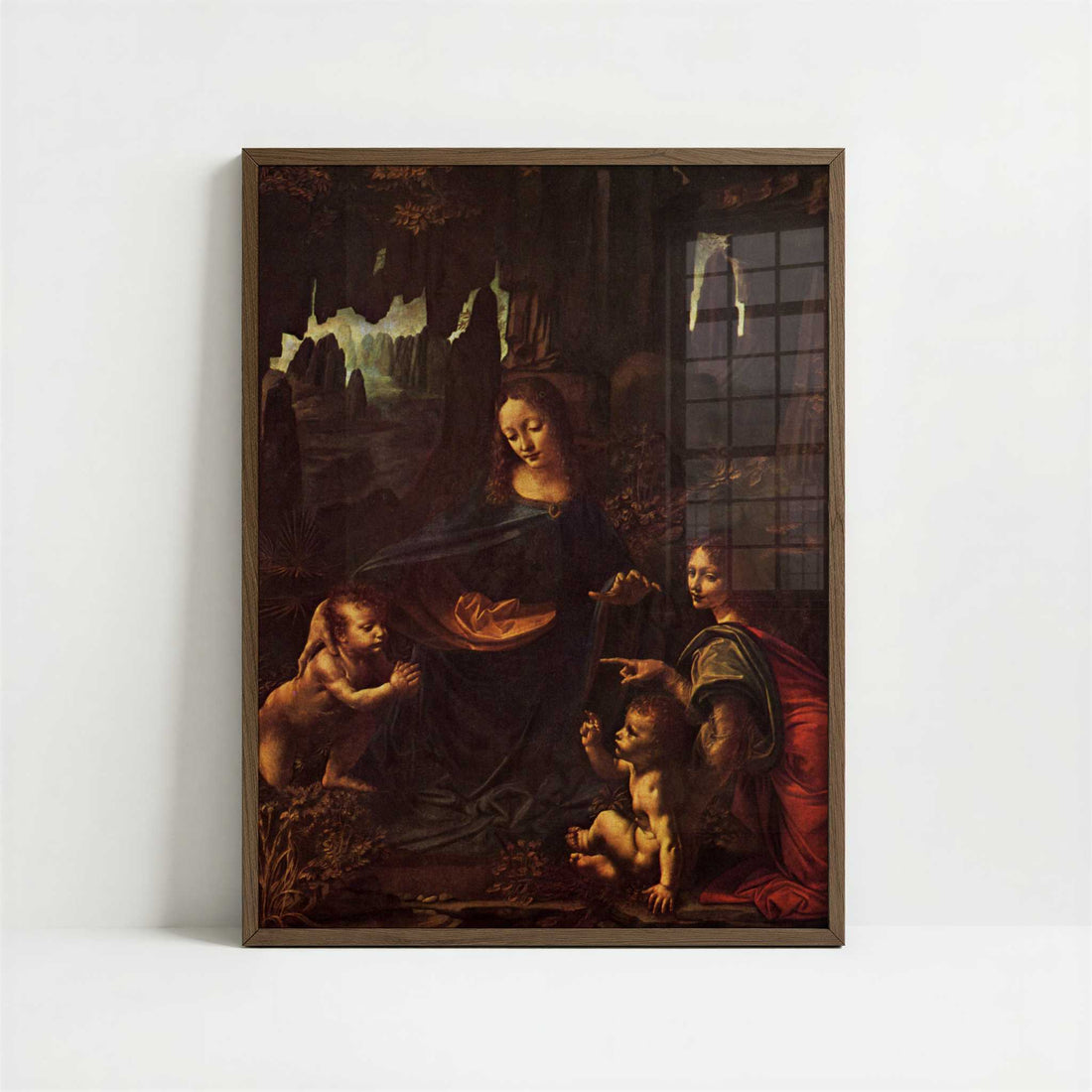The Virgin of the Rocks (c.1483) by Leonardo da Vinci – Art Print - Art print in dark wood frame