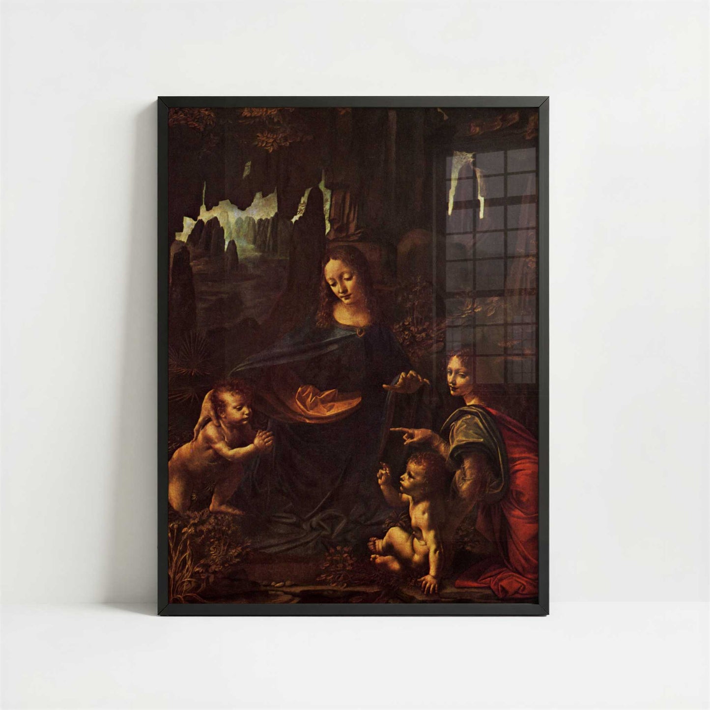 The Virgin of the Rocks (c.1483) by Leonardo da Vinci – Art Print - Art print in black frame