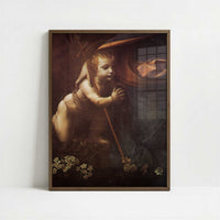 The Virgin of the Rocks (1495–1506) by Leonardo da Vinci – Art Print - Art print in dark wood frame