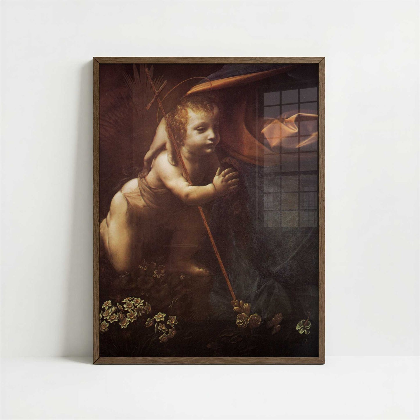 The Virgin of the Rocks (1495–1506) by Leonardo da Vinci – Art Print - Art print in dark wood frame