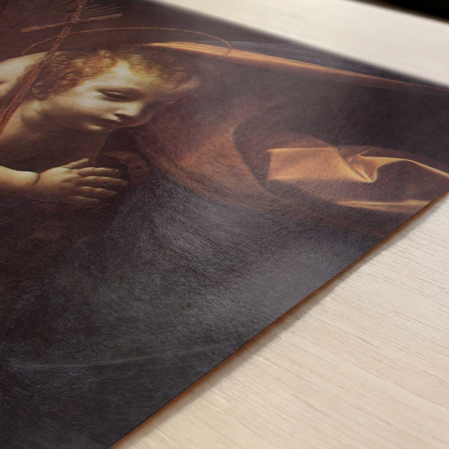 The Virgin of the Rocks (1495–1506) by Leonardo da Vinci – Art Print - Close-up detail of the art print