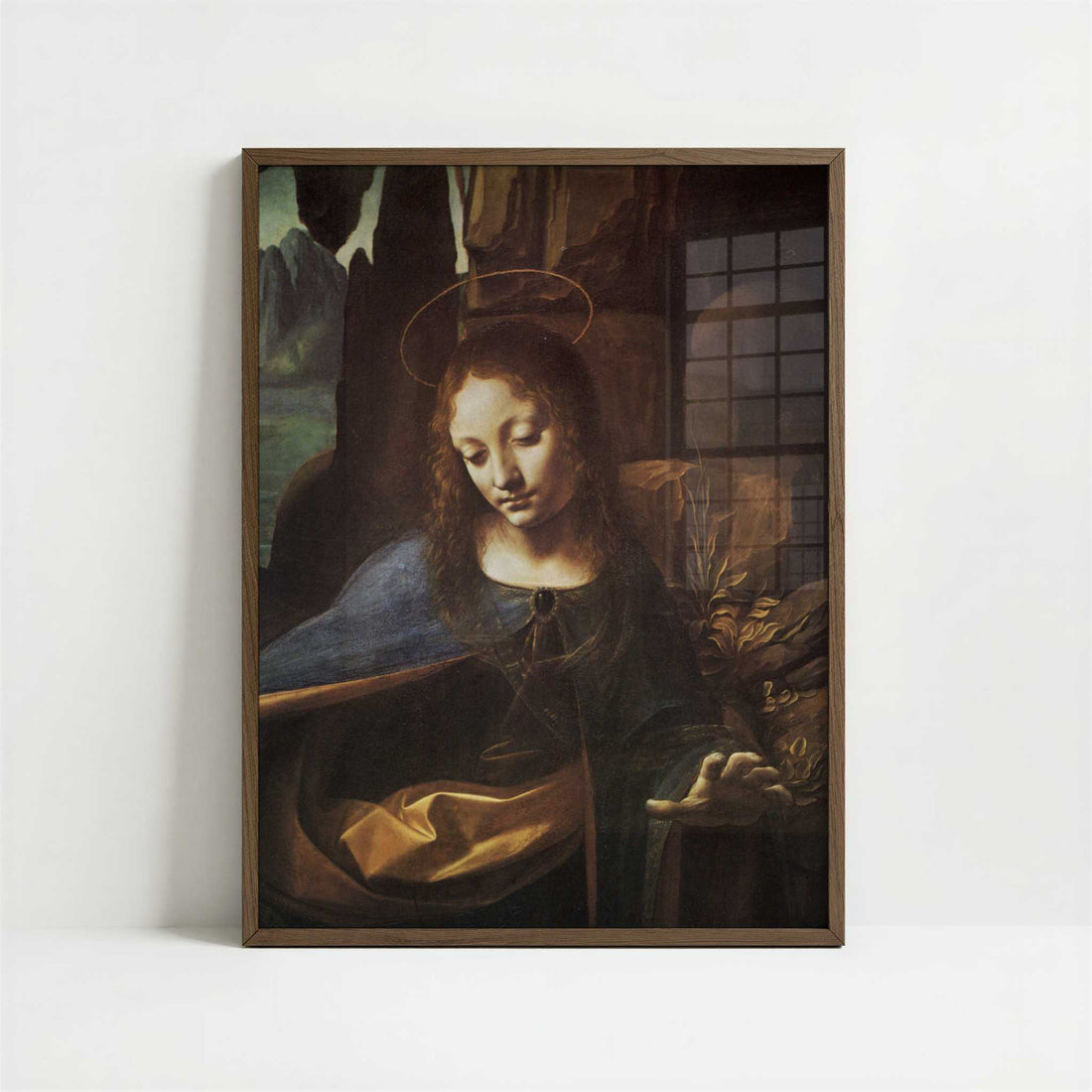 The Virgin of the Rocks (1495-1506) by Leonardo da Vinci – Art Print - Art print in dark wood frame