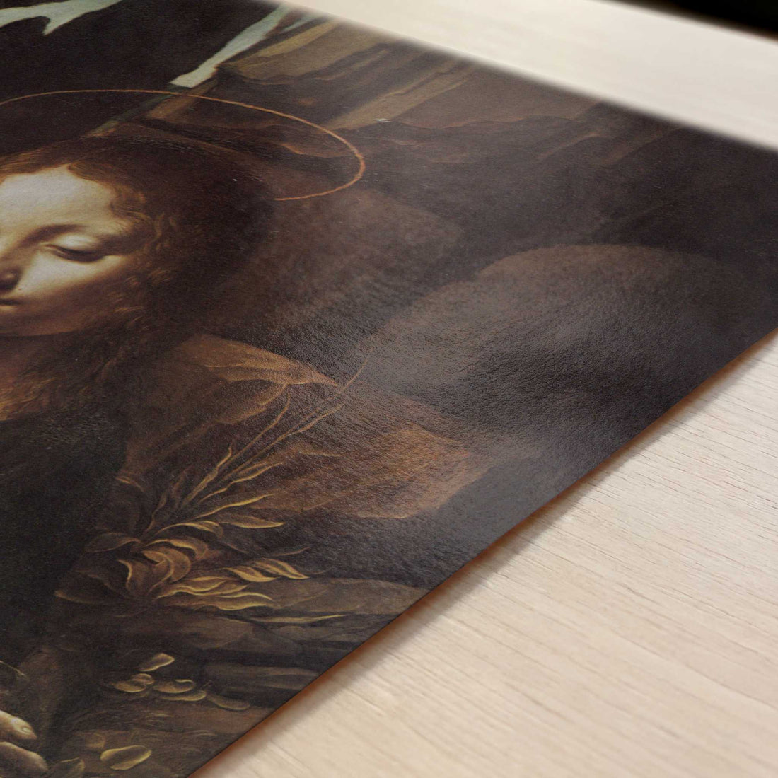 The Virgin of the Rocks (1495-1506) by Leonardo da Vinci – Art Print - Close-up detail of the art print