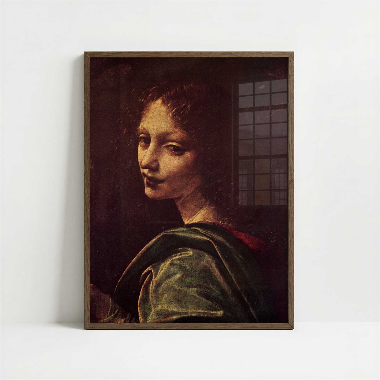 The Virgin of the Rocks (1483) by Leonardo da Vinci – Art Print - Art print in dark wood frame