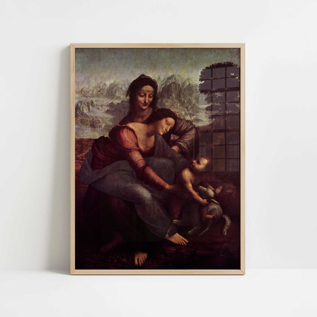 Virgin & Child with St. Anne & the Lamb (1510-12) by Leonardo da Vinci – Art Print - Art print in oak frame