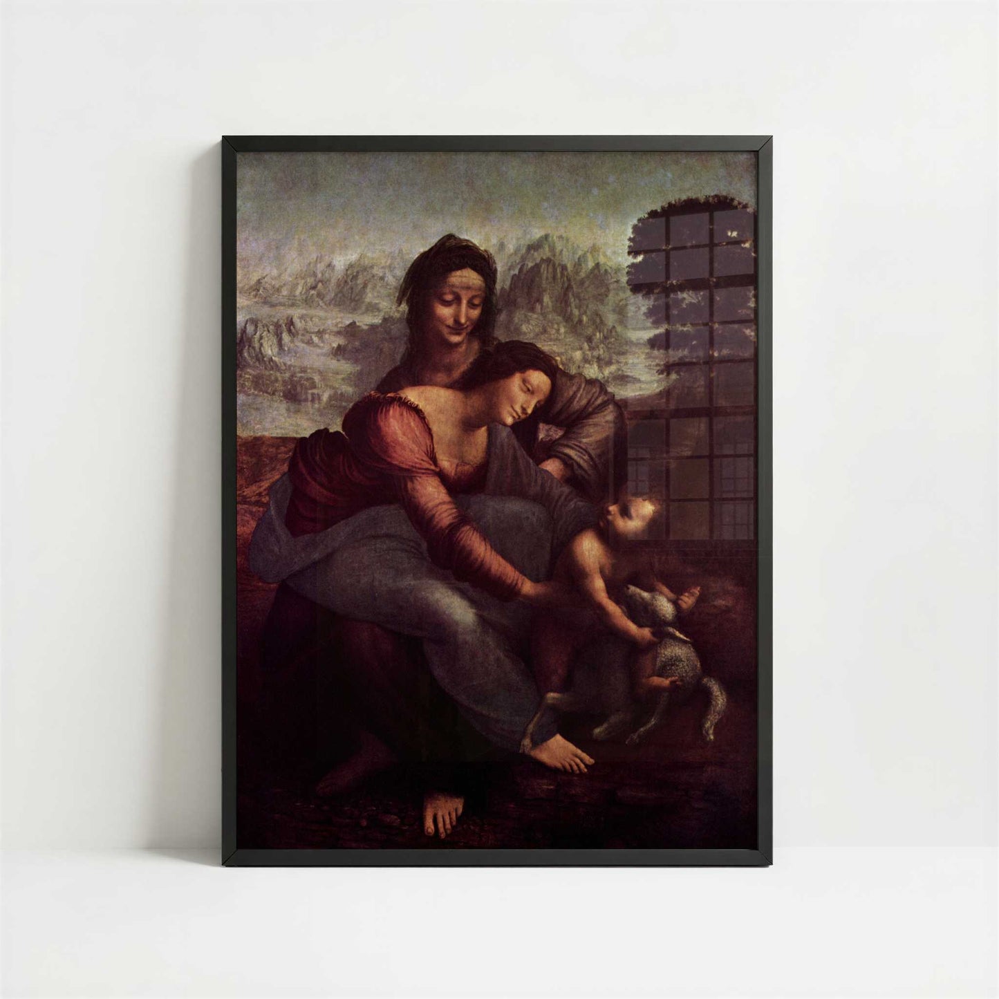 Virgin & Child with St. Anne & the Lamb (1510-12) by Leonardo da Vinci – Art Print - Art print in black frame