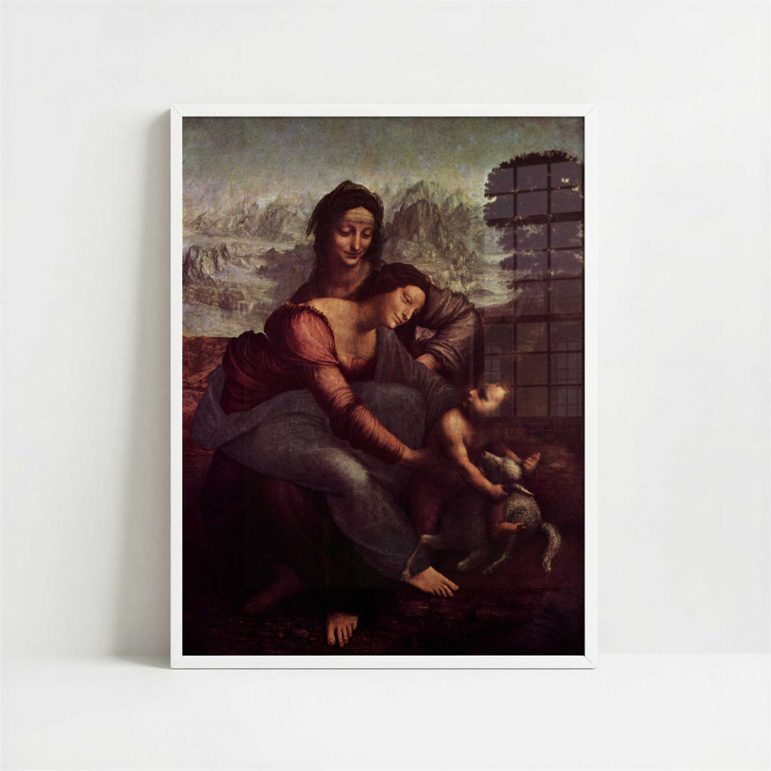 Virgin & Child with St. Anne & the Lamb (1510-12) by Leonardo da Vinci – Art Print - Art print in white frame