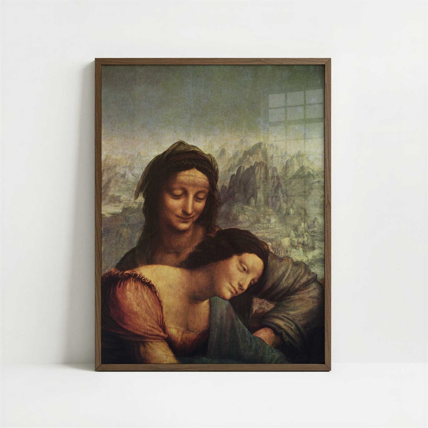 Virgin & Child with St. Anne & the Lamb (1510-12) by Leonardo da Vinci – Art Print - Art print in dark wood frame
