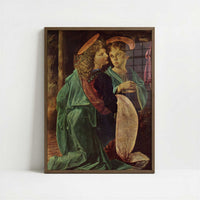Baptism of Christ (1642) by Leonardo da Vinci & Verrocchio – Art Print - Art print in dark wood frame