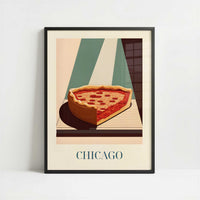 Deep dish pizza from Chicago, United States - Art Print - Art print in black frame
