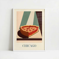 Deep dish pizza from Chicago, United States - Art Print - Art print in white frame