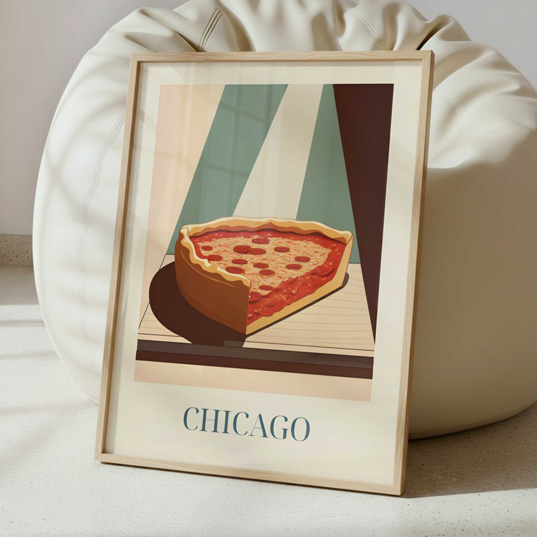 Deep dish pizza from Chicago, United States - Art Print - Interior inspiration