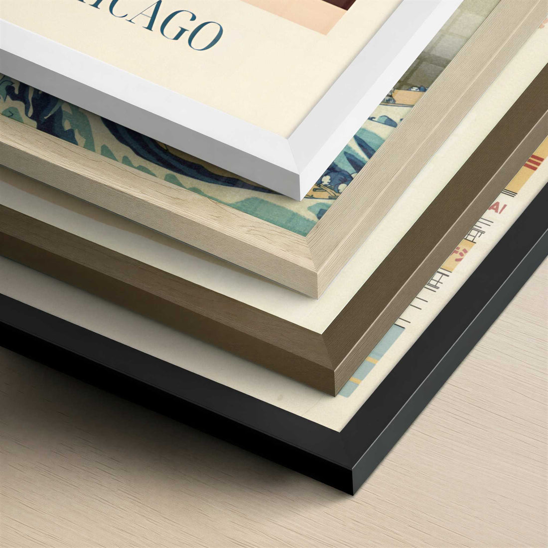 Deep dish pizza from Chicago, United States - Art Print - Close-up detail of the different frames