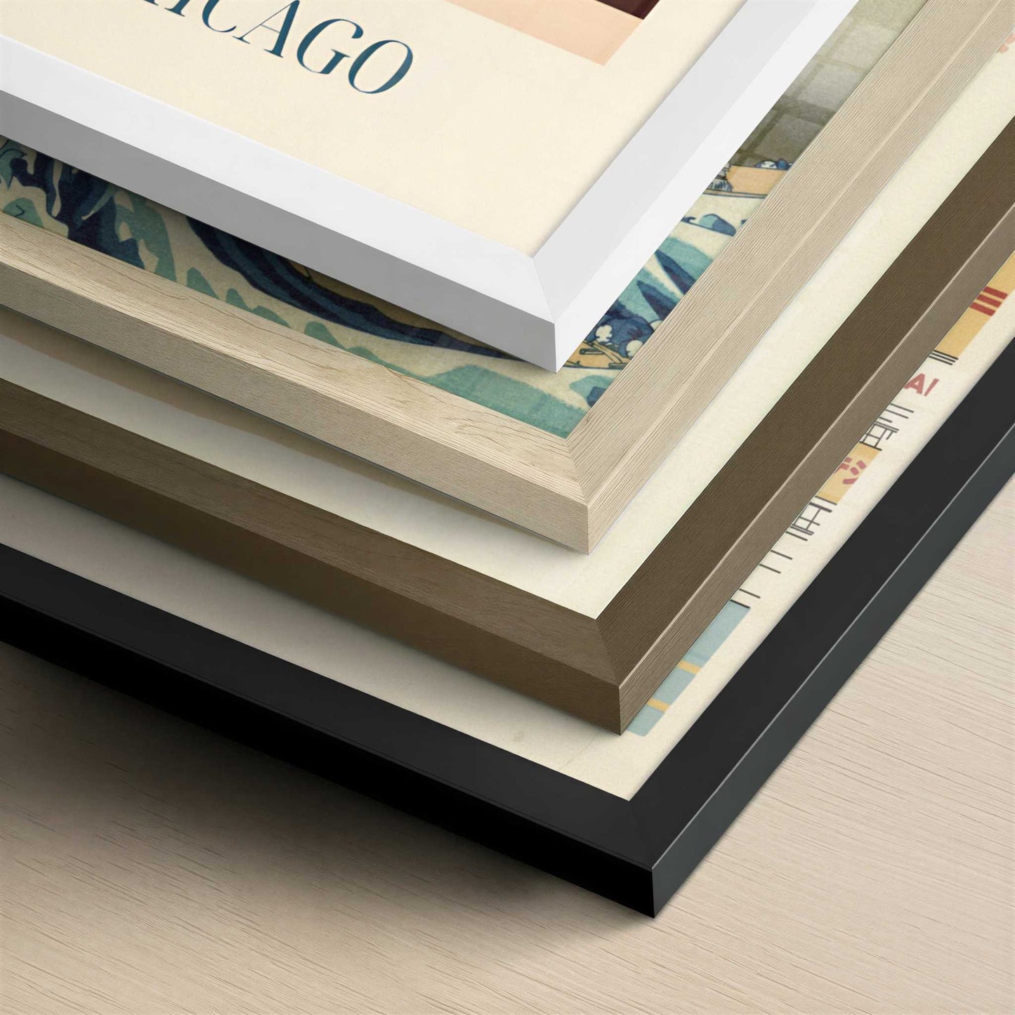 Deep dish pizza from Chicago, United States - Art Print - Close-up detail of the different frames
