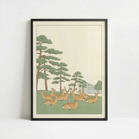 Deer Resting in Nara Park - Art Print - Art print in black frame