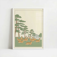 Deer Resting in Nara Park - Art Print - Art print in white frame