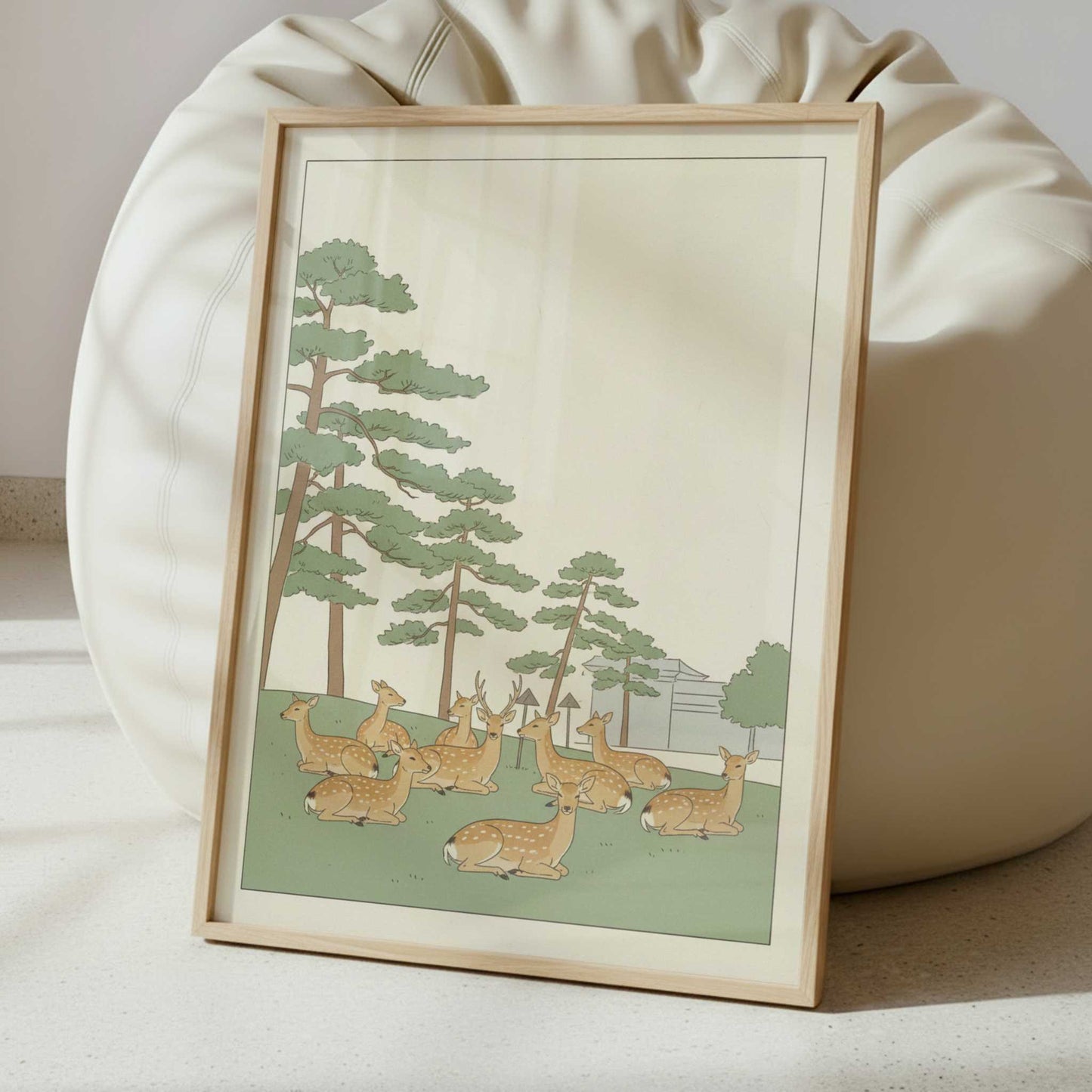 Deer Resting in Nara Park - Art Print - Interior inspiration