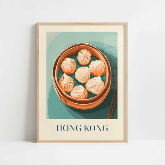 Dim Sum from Hong Kong, Hong Kong - Art Print - Art print in oak frame