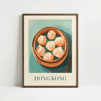 Dim Sum from Hong Kong, Hong Kong - Art Print - Art print in dark wood frame