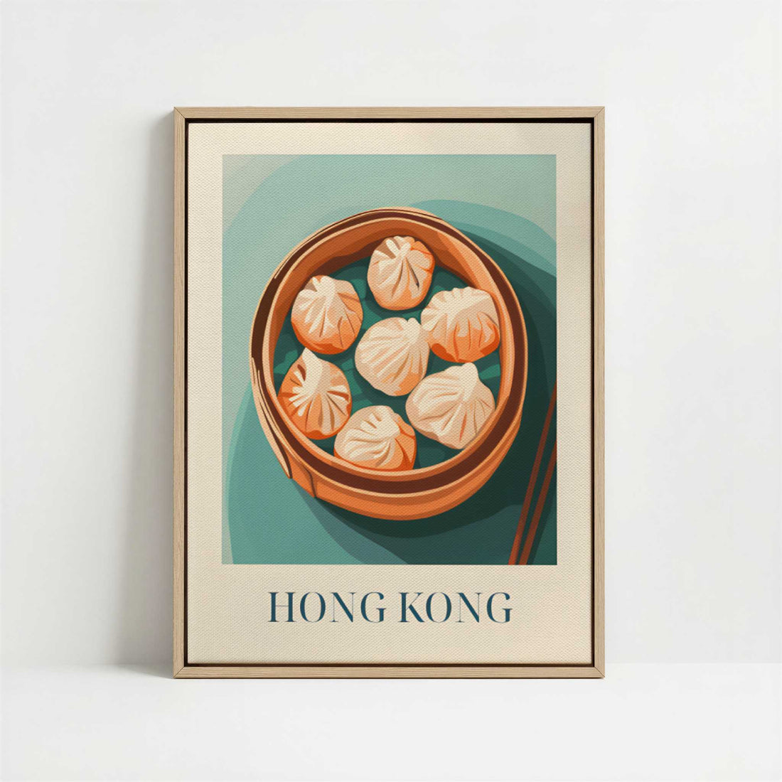 Framed Canvas - Framed canvas in oak color frame