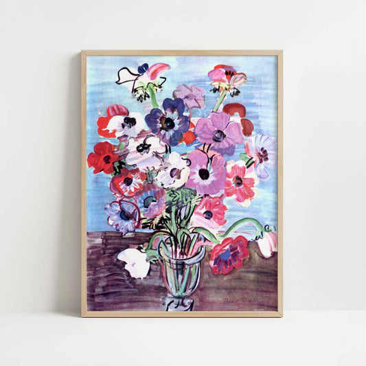Anemones (1937) by Raoul Dufy – Art Print - Art print in oak frame