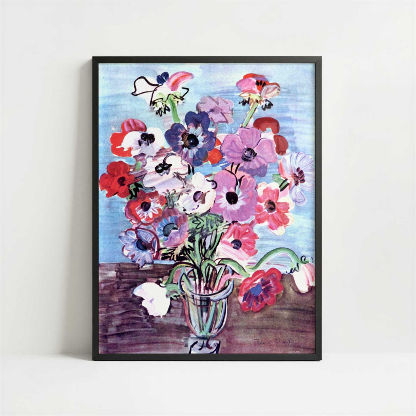 Anemones (1937) by Raoul Dufy – Art Print - Art print in black frame