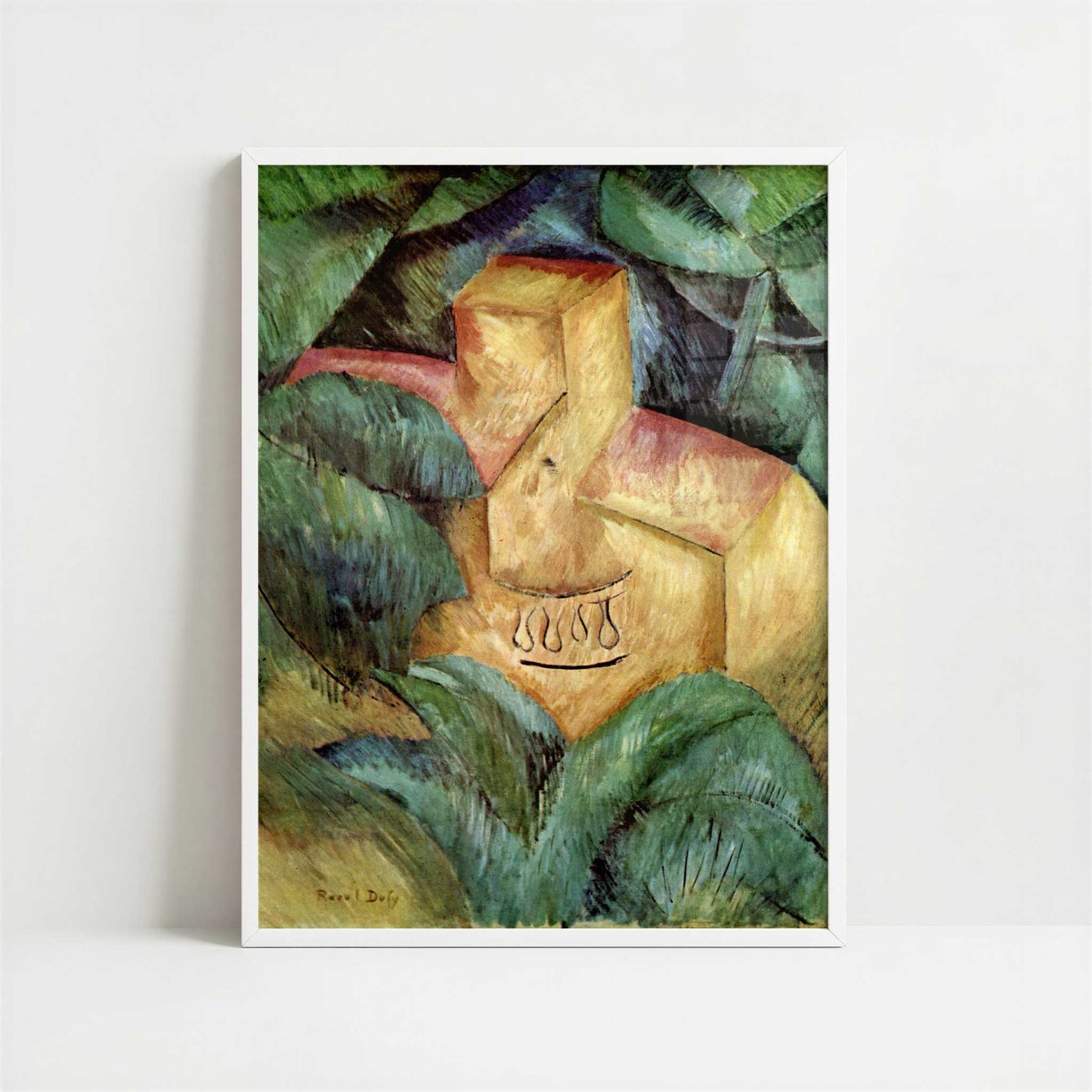 Estaque, Landscape (1908) by Raoul Dufy – Art Print - Art print in white frame