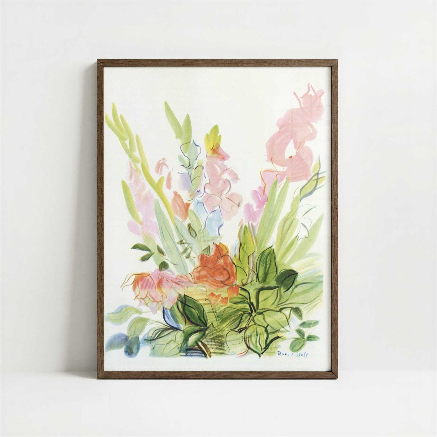 Gladioli (1942) by Raoul Dufy – Art Print - Art print in dark wood frame