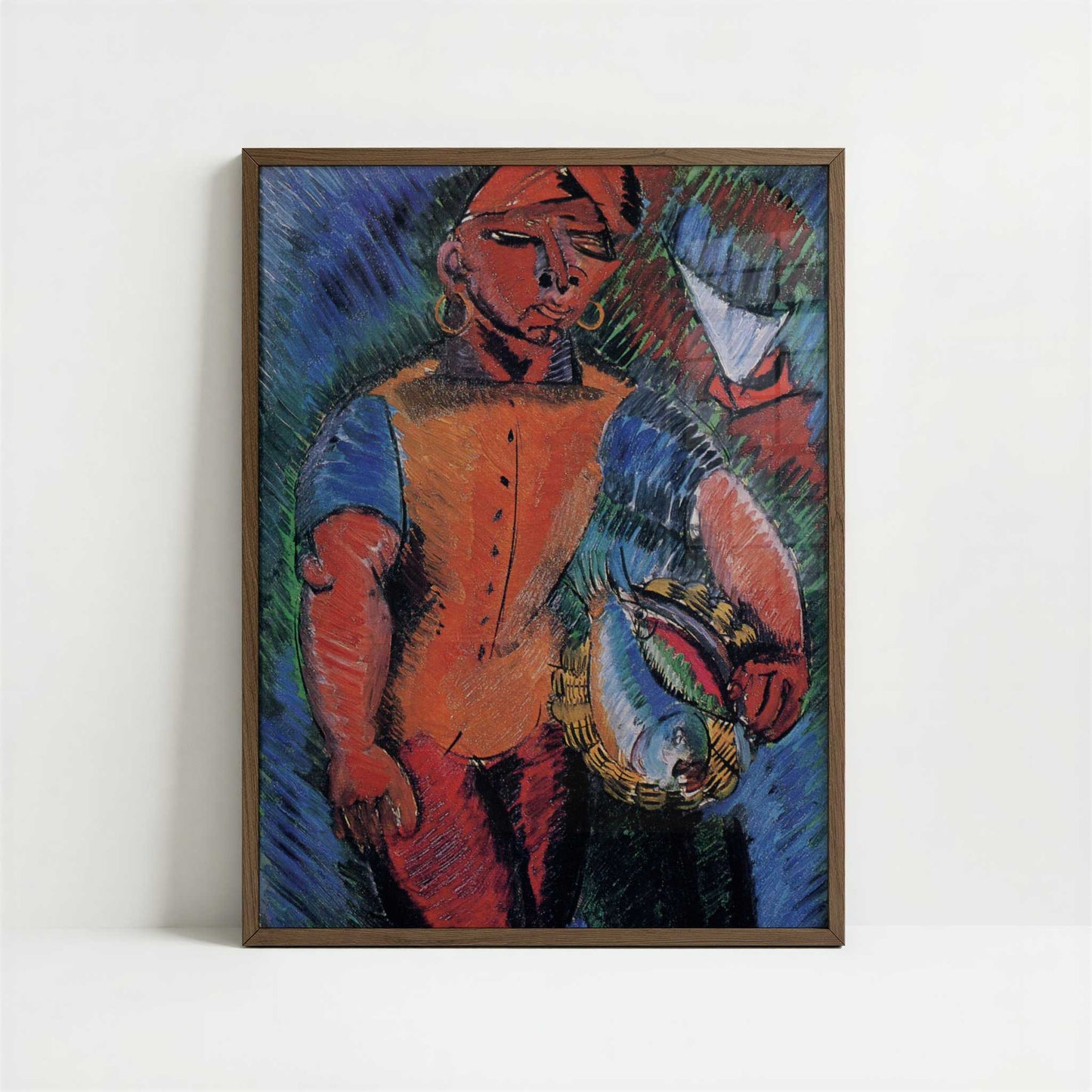 Neapolitan Fisherman (1914) by Raoul Dufy – Art Print - Art print in dark wood frame