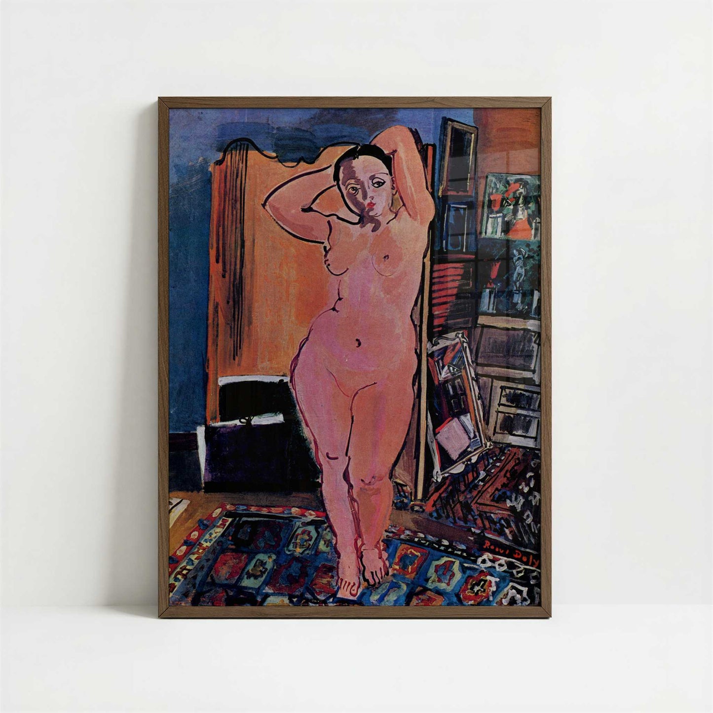 Nude (1928) by Raoul Dufy – Art Print - Art print in dark wood frame