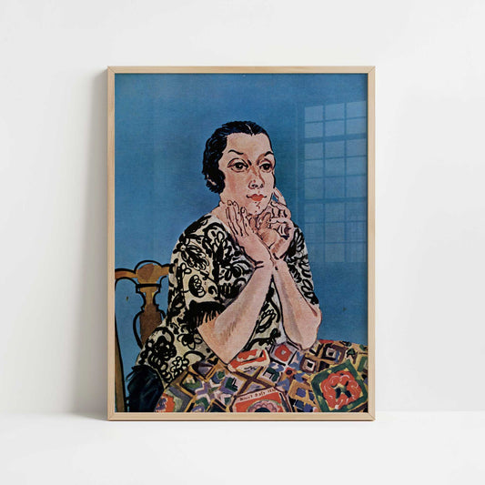 Portrait of Mme Dufy (1930) by Raoul Dufy – Art Print - Art print in oak frame