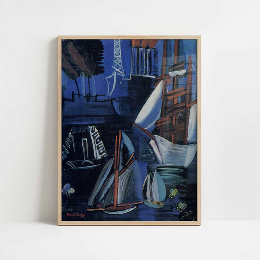 Ships at Le Havre (1926) by Raoul Dufy – Art Print - Art print in oak frame