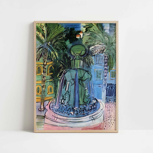 The Fountain at Hyeres (1928) by Raoul Dufy – Art Print - Art print in oak frame