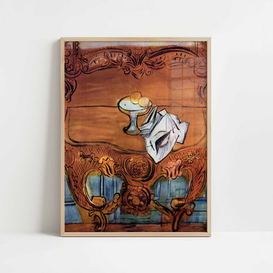 Yellow Console Table (1947) by Raoul Dufy – Art Print - Art print in oak frame