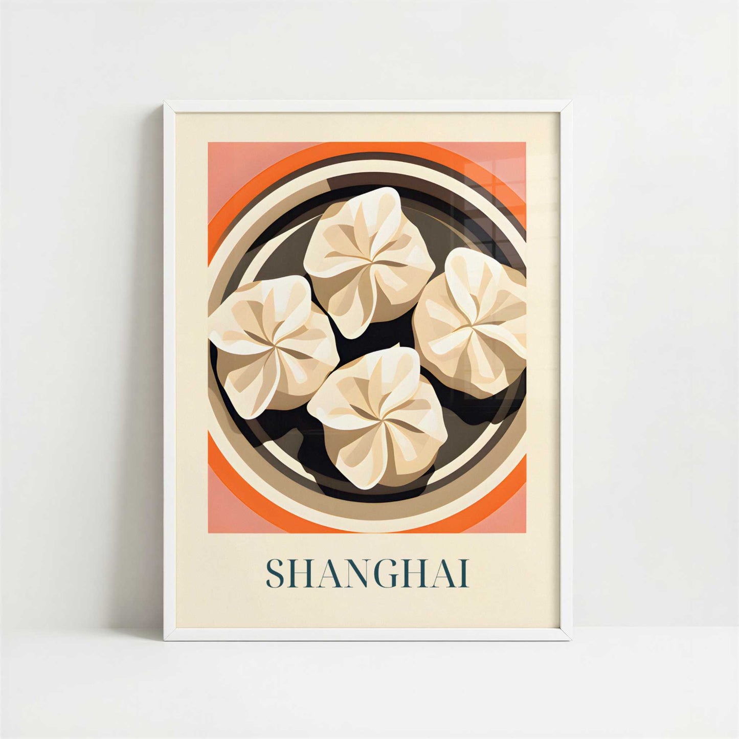 Dumplings from Shanghai, China - Art Print - Art print in white frame