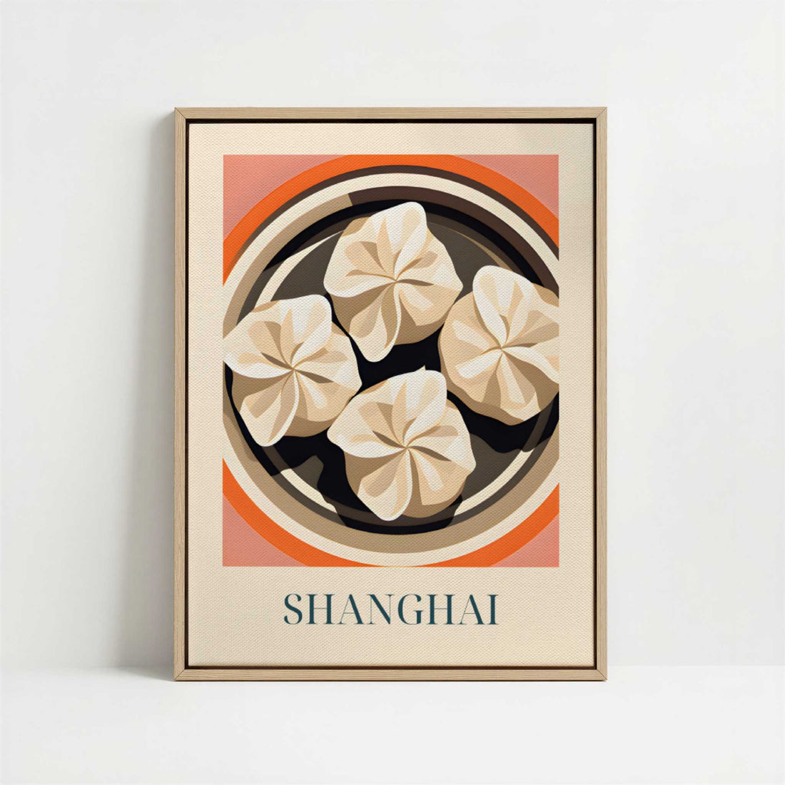 Framed Canvas - Framed canvas in oak color frame