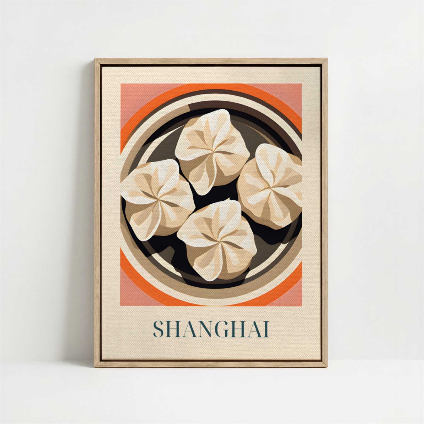 Framed Canvas - Framed canvas in oak color frame