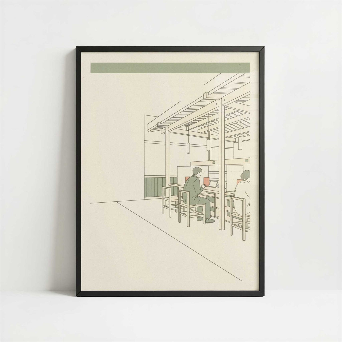 Eating Quietly Inside the Sushi Restaurant - Art Print - Art print in black frame