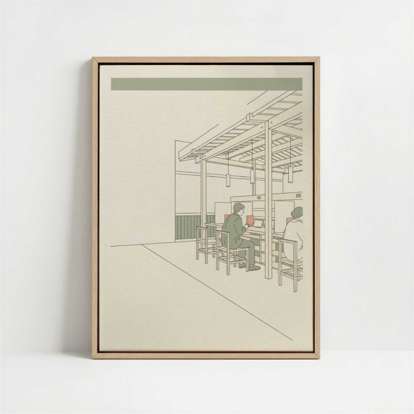 Framed Canvas - Framed canvas in oak color frame