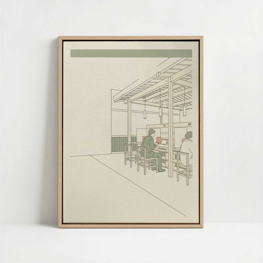 Framed Canvas - Framed canvas in oak color frame