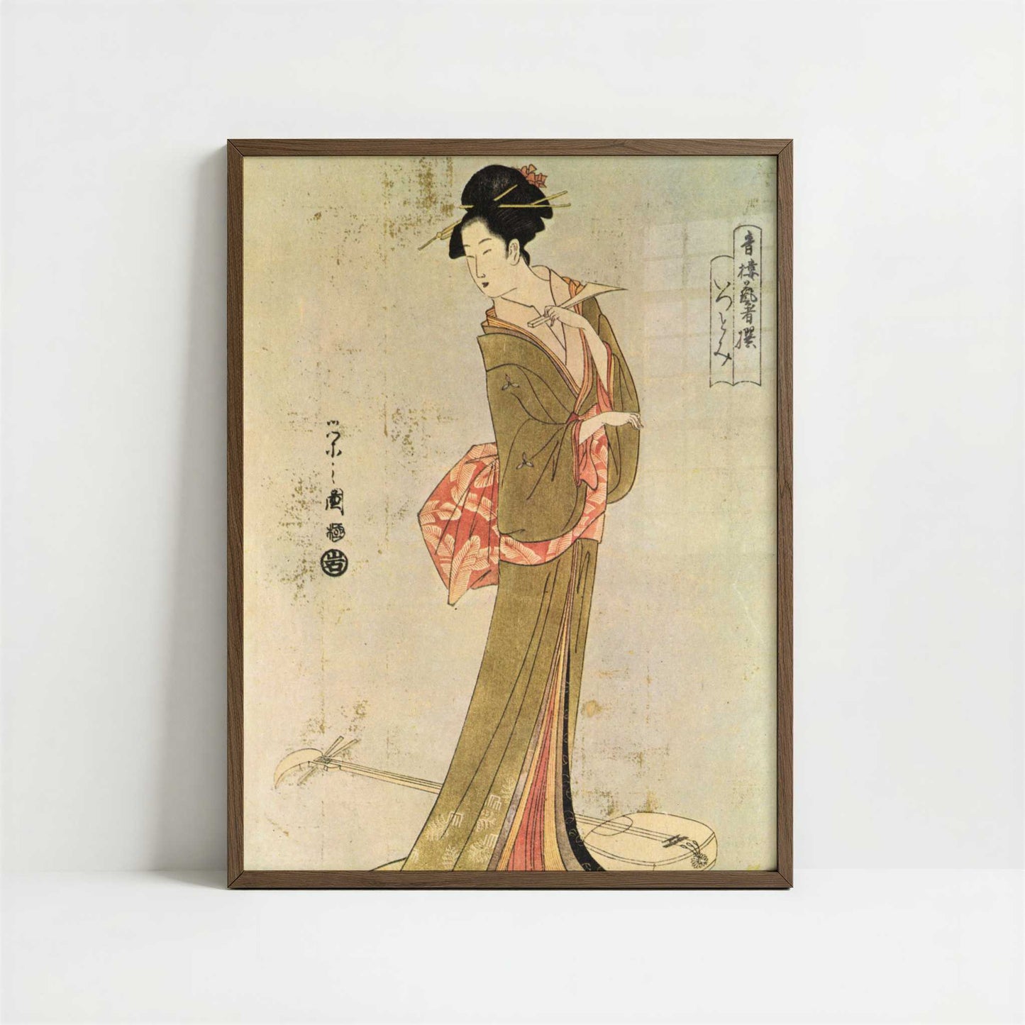 Itsutomi (1793) by Chobunsai Eishi – Art Print - Art print in dark wood frame