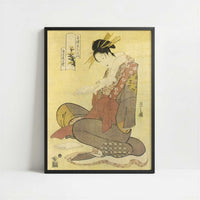 Komurasaki Sitting on Her Heels (1794–1795) by Chobunsai Eishi – Art Print - Art print in black frame