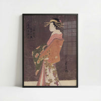 The Courtisane Hanamurasaki (1790s) by Chobunsai Eishi – Art Print - Art print in black frame