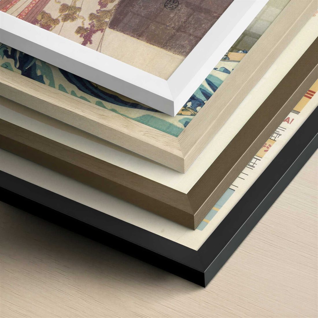 The Courtisane Hanamurasaki (1790s) by Chobunsai Eishi – Art Print - Close-up detail of the different frames