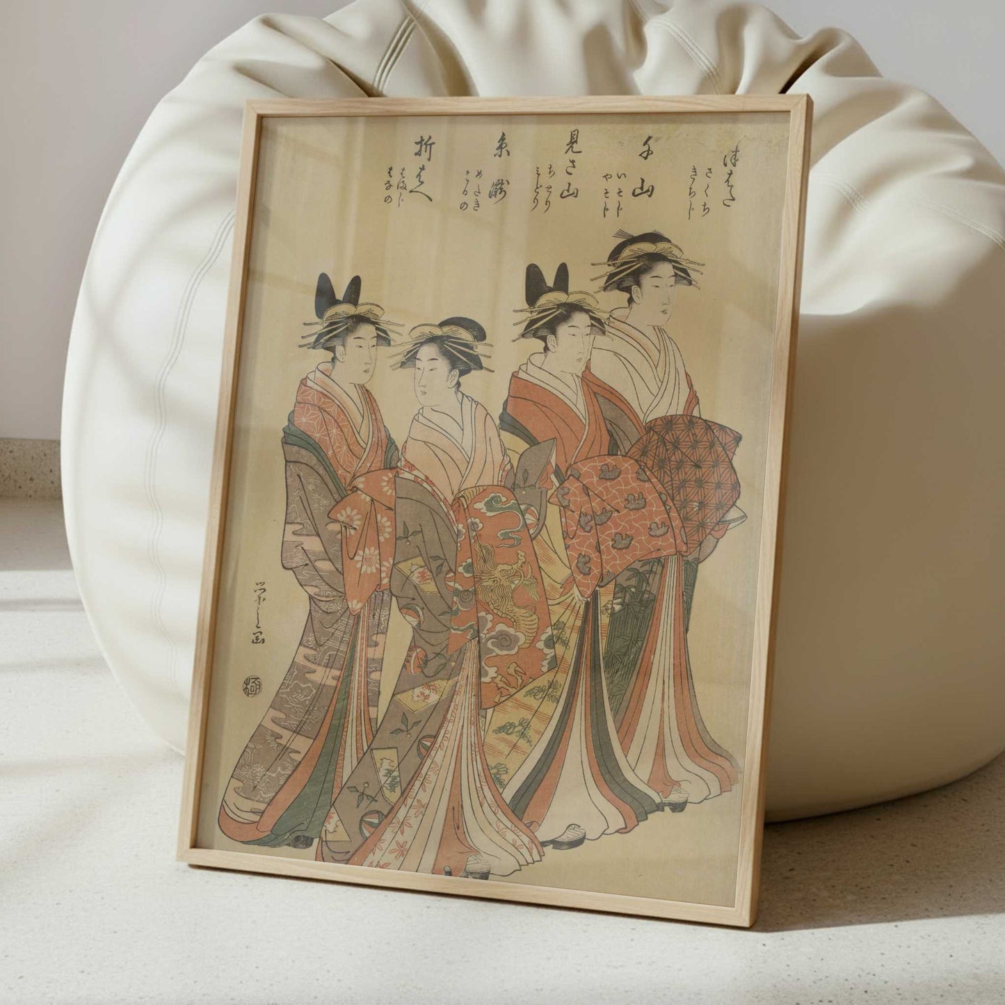 The Courtesans Mitsuhata, Senzan, Misayama, Itotaki, and Oribae (c.1792) by Chobunsai Eishi – Art Print - Interior inspiration