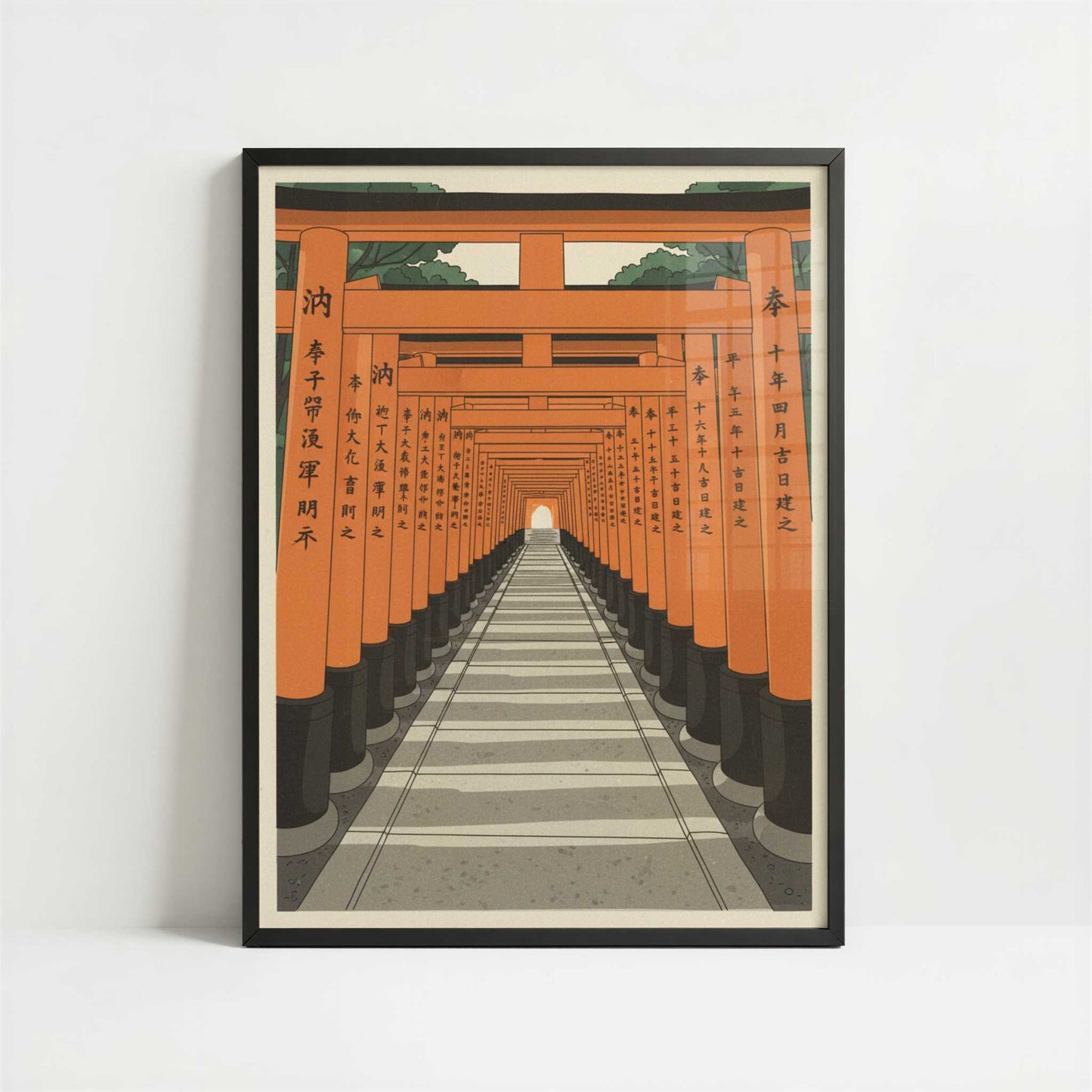 Endless Torii at Fushimi Inari, Kyoto - Art Print - Art print in black frame