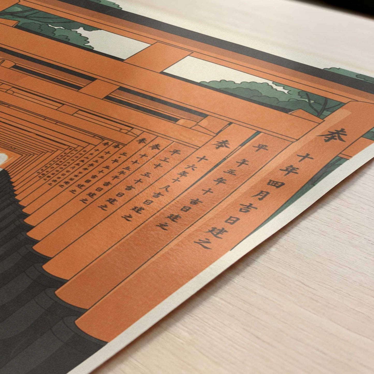 Endless Torii at Fushimi Inari, Kyoto - Art Print - Close-up detail of the art print